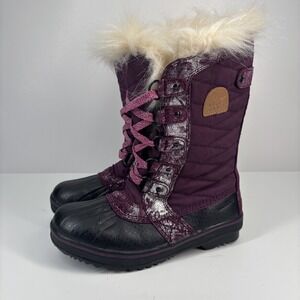 Sorel Tofino II Youth‎ US 3 Purple Waterproof Winter Snow Boots Faux Fur Cuff